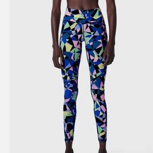 SWEATY BETTY Power Leggings Full Length Blue Prism Camo Print 27" SZ 12
